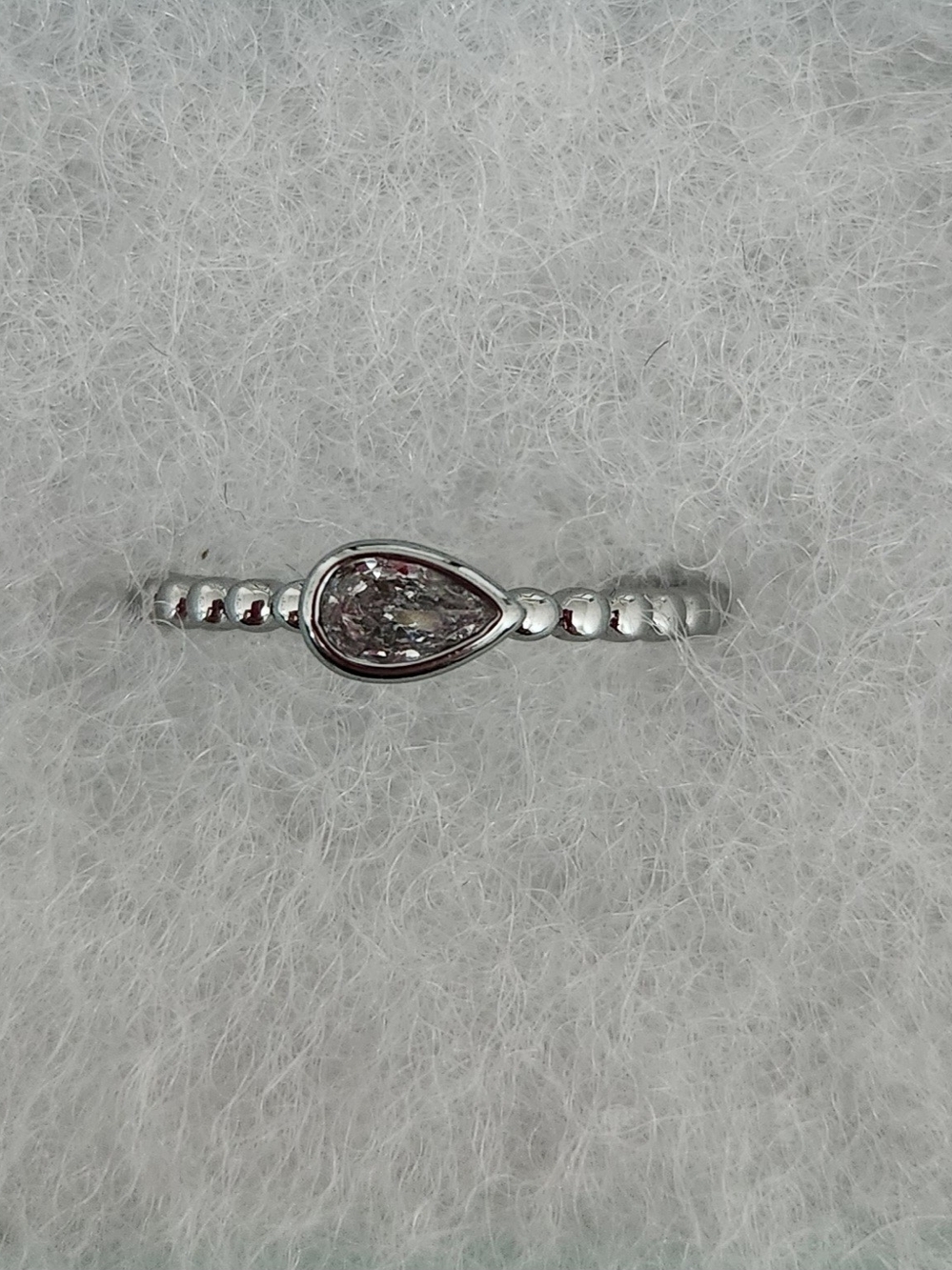 Sterling Silver Teardrop CZ Ring - White
